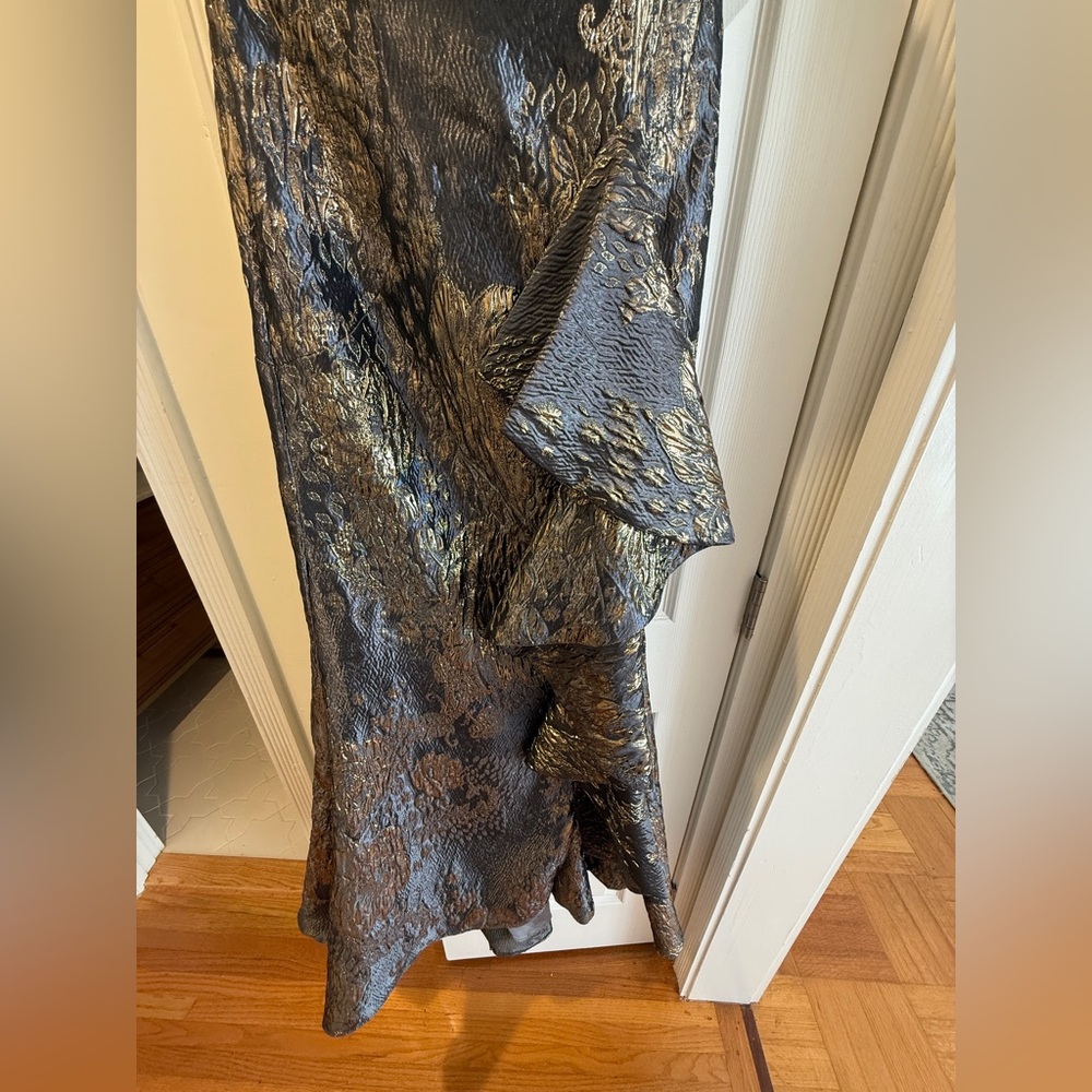 JOVANI Ruffled Accent Mermaid Evening Gown Gray and Gold with custom bolero - Picture 8 of 14